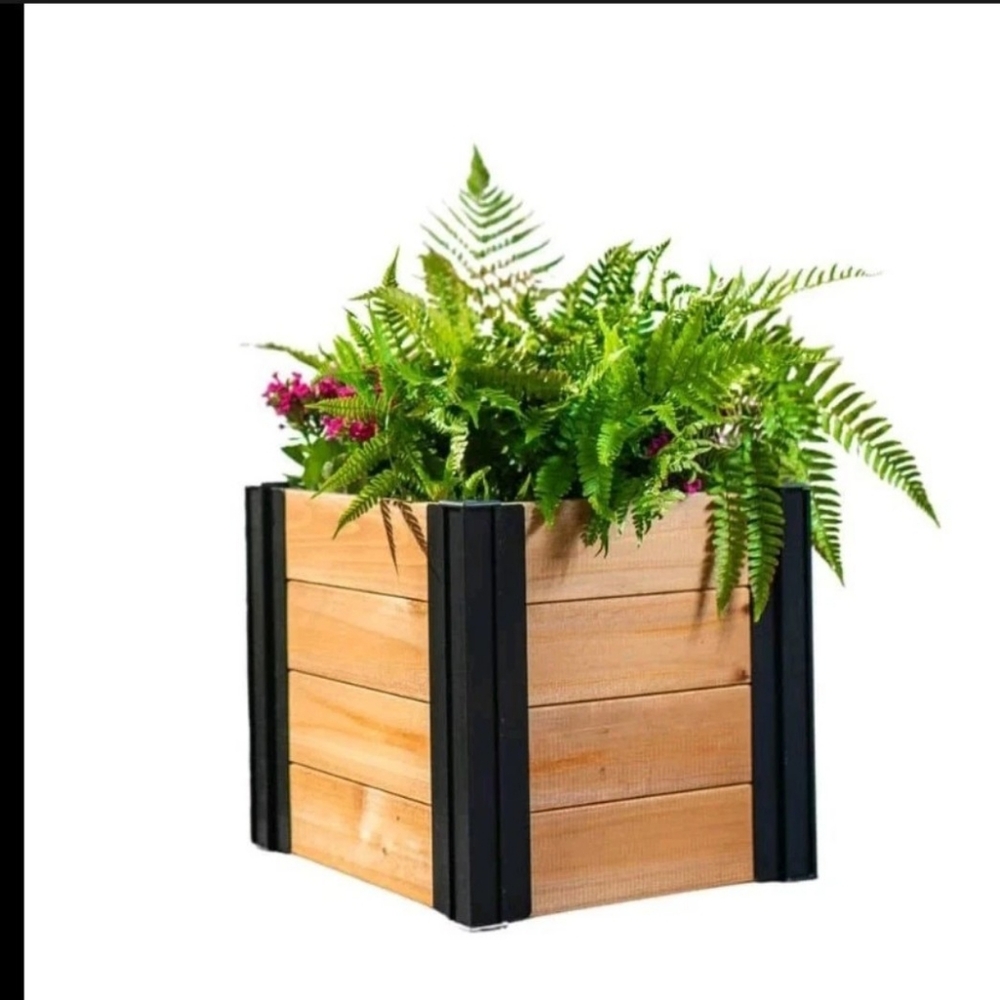 Vita Wooden Planter Box with Black Accents - Picture 8 of 8